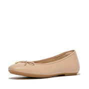 FITFLOP DYNAMICUSH DELICATO BOW SOFT LEATHER BALLET FLATS HX8-B41 BEIGE