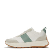 FITFLOP F-MODE FLOW LEATHER/SUEDE FLATFORM SNEAKERS HX7-D68 URBAN WHITE/FROSTED SAGE