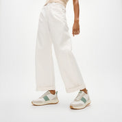 FITFLOP F-MODE FLOW LEATHER/SUEDE FLATFORM SNEAKERS HX7-D68 URBAN WHITE/FROSTED SAGE