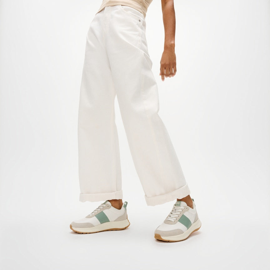 FITFLOP F-MODE FLOW LEATHER/SUEDE FLATFORM SNEAKERS HX7-D68 URBAN WHITE/FROSTED SAGE