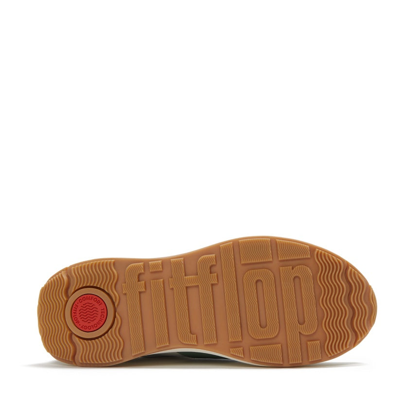 FITFLOP F-MODE FLOW LEATHER/SUEDE FLATFORM SNEAKERS HX7-D68 URBAN WHITE/FROSTED SAGE