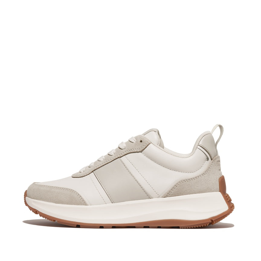 FITFLOP F-MODE FLOW LEATHER/SUEDE FLATFORM SNEAKERS HX7-646  URBAN WHITE MIX