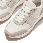 FITFLOP F-MODE FLOW LEATHER/SUEDE FLATFORM SNEAKERS HX7-646  URBAN WHITE MIX