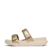 FITFLOP F-MODE GO ADJUSTABLE FLATFORM TWO-BAR SLIDES IW2-675 PLATINO