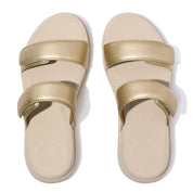 FITFLOP F-MODE GO ADJUSTABLE FLATFORM TWO-BAR SLIDES IW2-675 PLATINO