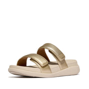 FITFLOP F-MODE GO ADJUSTABLE FLATFORM TWO-BAR SLIDES IW2-675 PLATINO
