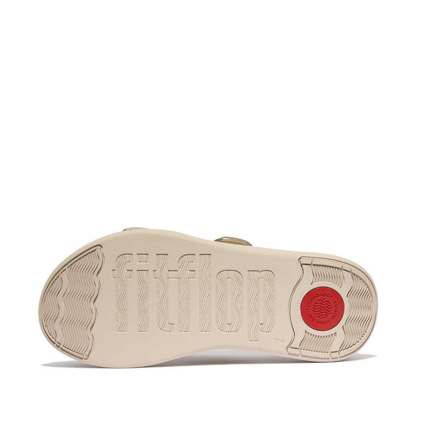 FITFLOP F-MODE GO ADJUSTABLE FLATFORM TWO-BAR SLIDES IW2-675 PLATINO