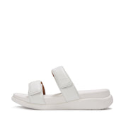 FITFLOP F-MODE GO ADJUSTABLE FLATFORM TWO-BAR SLIDES IW2-194 URBAN WHITE