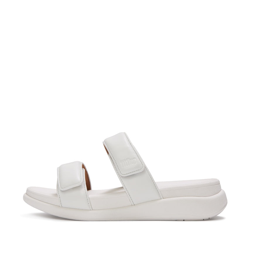 FITFLOP F-MODE GO ADJUSTABLE FLATFORM TWO-BAR SLIDES IW2-194 URBAN WHITE
