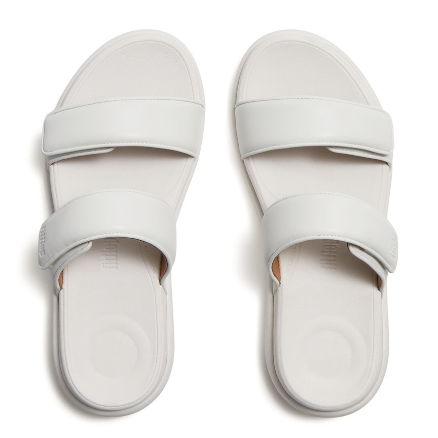 FITFLOP F-MODE GO ADJUSTABLE FLATFORM TWO-BAR SLIDES IW2-194 URBAN WHITE