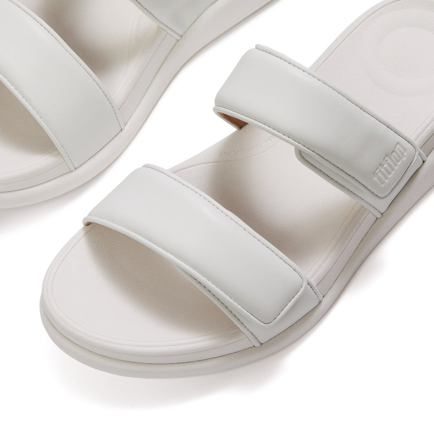 FITFLOP F-MODE GO ADJUSTABLE FLATFORM TWO-BAR SLIDES IW2-194 URBAN WHITE