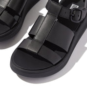 FITFLOP F-MODE LEATHER FLATFORM FISHERMAN SANDALS HV1-001 BLACK