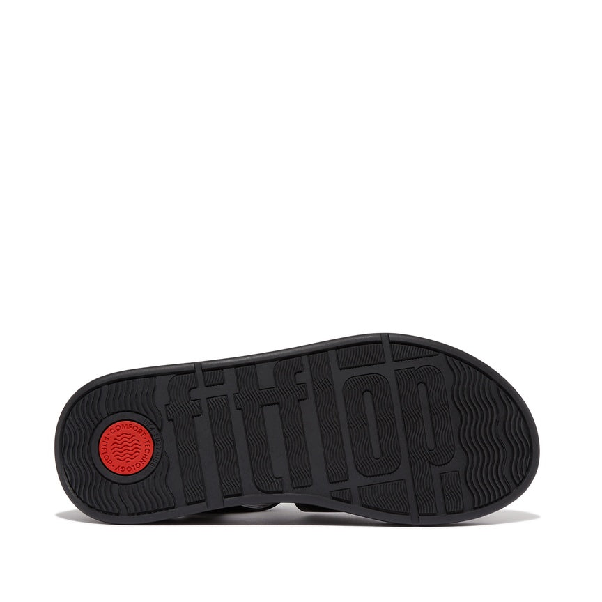 FITFLOP F-MODE LEATHER FLATFORM FISHERMAN SANDALS HV1-001 BLACK