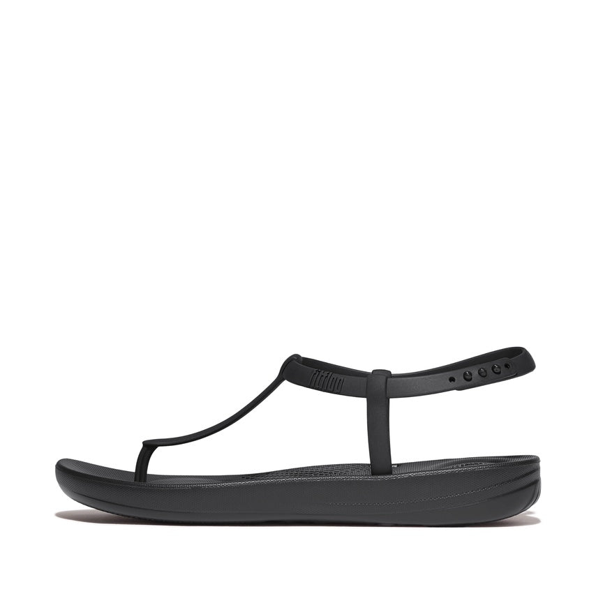FITFLOP iQUSHION SPLASH T-STRAP SANDALS JD8-090 ALL BLACK