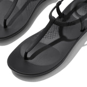 FITFLOP iQUSHION SPLASH T-STRAP SANDALS JD8-090 ALL BLACK