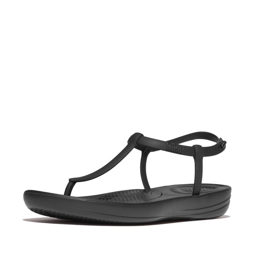 FITFLOP iQUSHION SPLASH T-STRAP SANDALS JD8-090 ALL BLACK