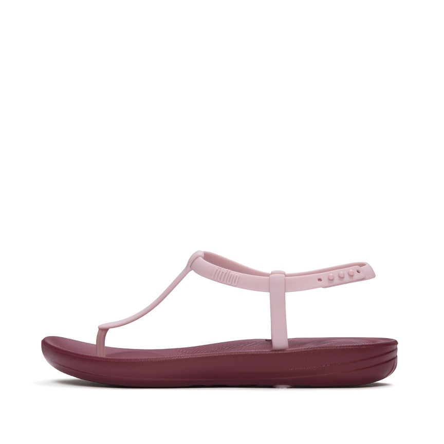 FITFLOP iQUSHION SPLASH T-STRAP SANDALS JD8-E66 DUSK LILAC/DARK MERLOT
