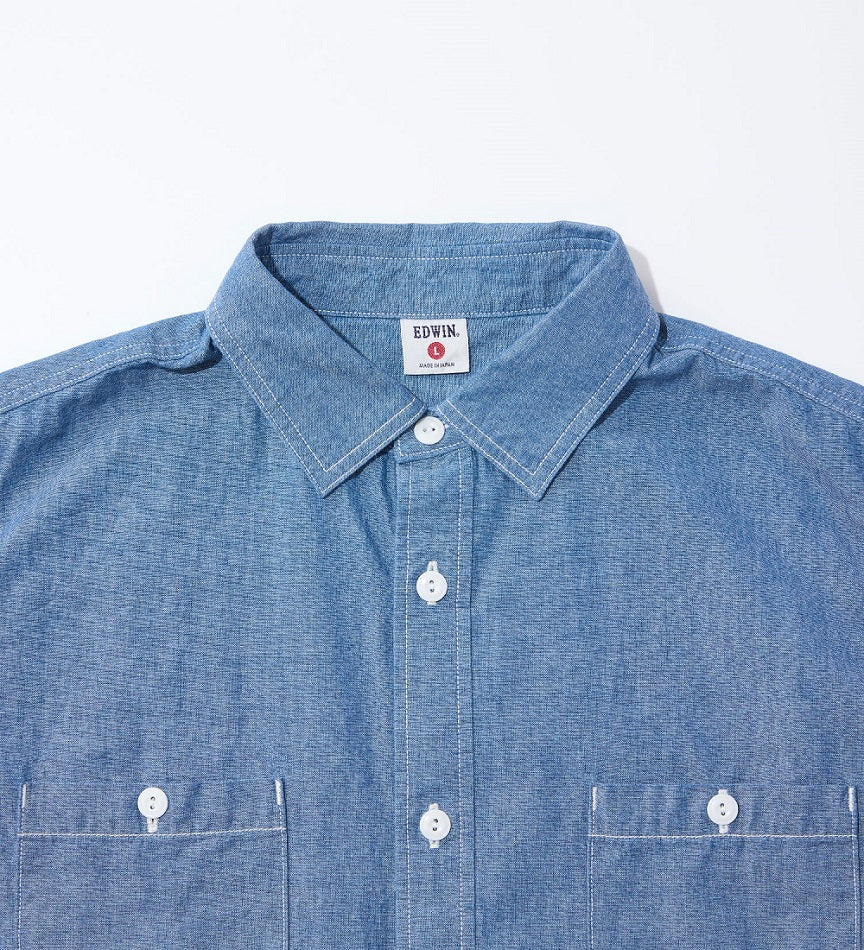 EDWIN S/S WORK SHIRT KST065-00 OW CHAMBRAY