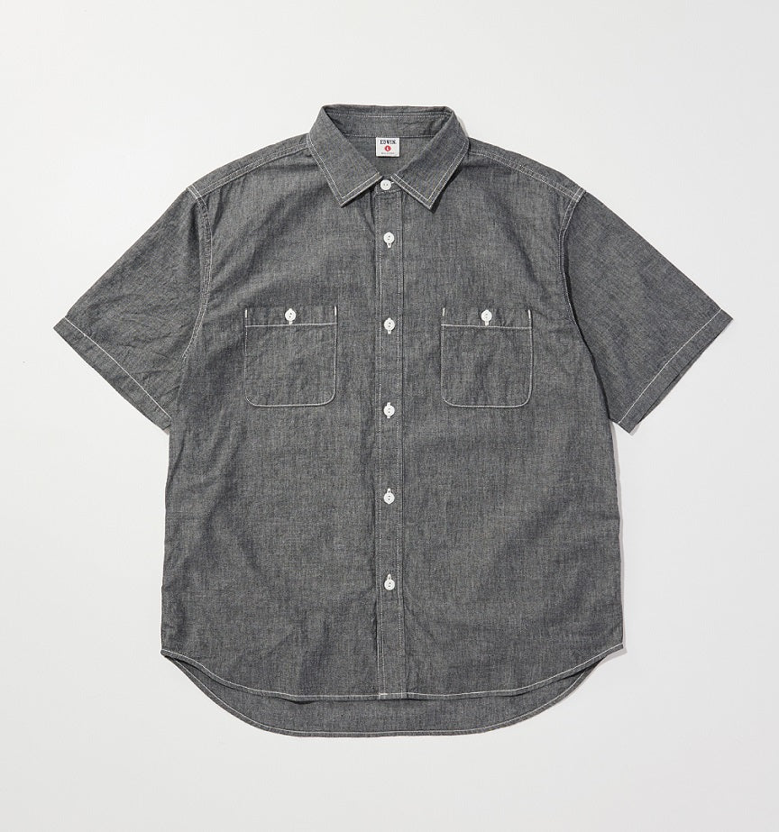 EDWIN S/S WORK SHIRT KST065-01 BLACK CHAMBRAY