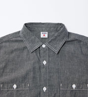 EDWIN S/S WORK SHIRT KST065-01 BLACK CHAMBRAY