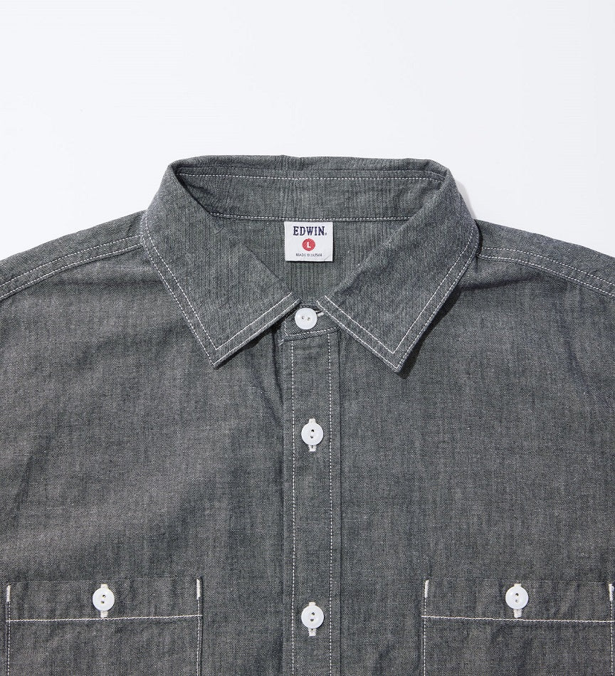 EDWIN S/S WORK SHIRT KST065-01 BLACK CHAMBRAY