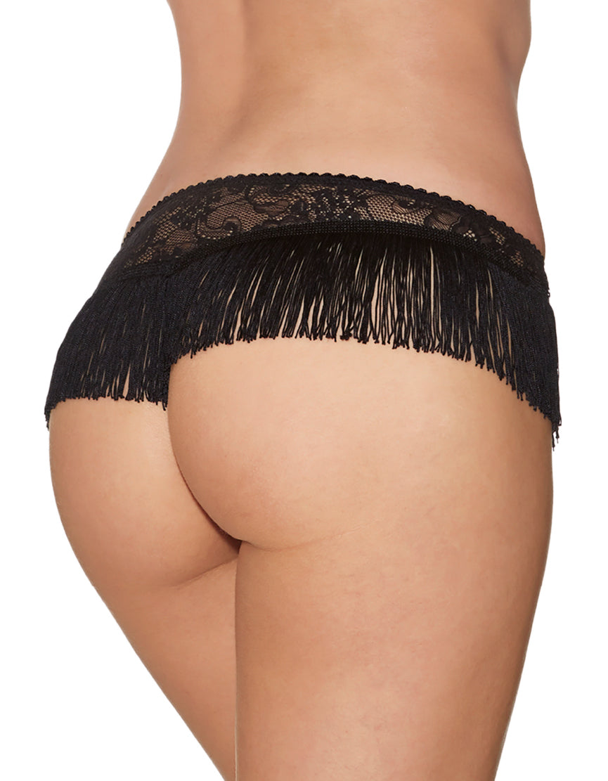 Boite a Desir Lace Jacquard Lace and Fringe Hot Tanga