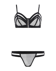 Boite a Desir Velvet Bands Bondage Style Bra & Brief Set
