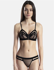 Boite a Desir Velvet Bands Bondage Style Bra & Brief Set