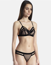 Boite a Desir Velvet Bands Bondage Style Bra & Brief Set