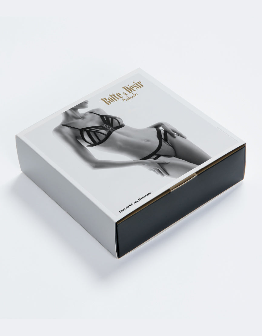 Boite a Desir Velvet Bands Bondage Style Bra & Brief Set