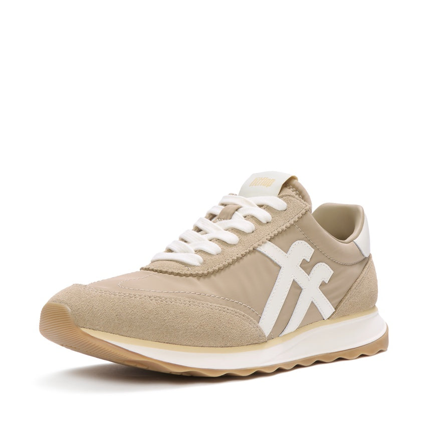 FITFLOP RETRO-Q FF FABRIC/SUEDE SNEAKERS A5P-E08 CAPPUCCINO/CREAM