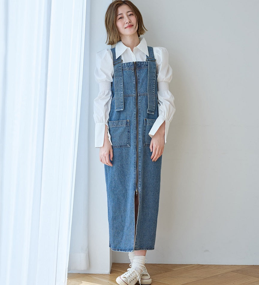 SOMETHING 2WAY SALOPETTE SKIRT SA1602-94 LIGHT BLUE
