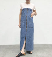 SOMETHING 2WAY SALOPETTE SKIRT SA1602-94 LIGHT BLUE