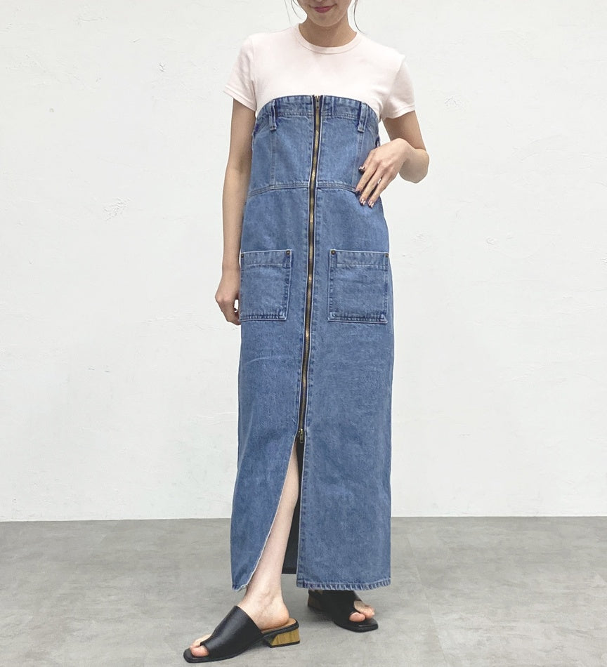 SOMETHING 2WAY SALOPETTE SKIRT SA1602-94 LIGHT BLUE