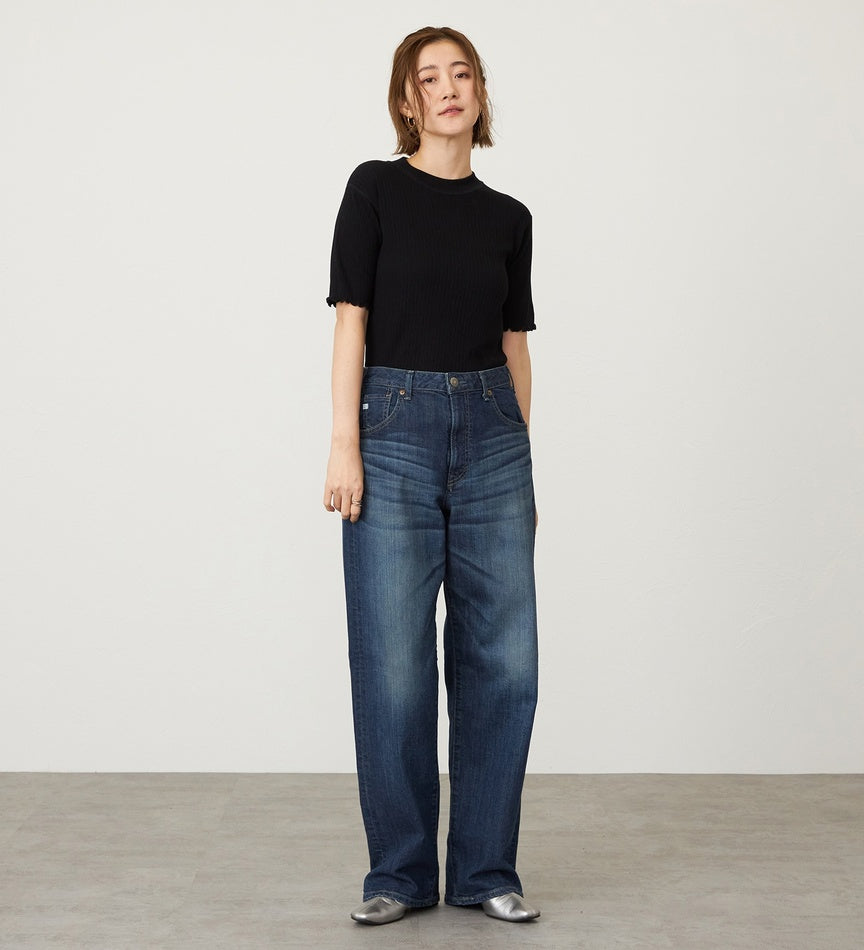 SOMETHING JEANS SEA54-26 ELSA LOOSE STRAIGHT DARK BLUE