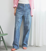 SOMETHING JEANS SEA54-50 ELSA LOOSE  STRAIGHT LIGHT OLD STONE WASH