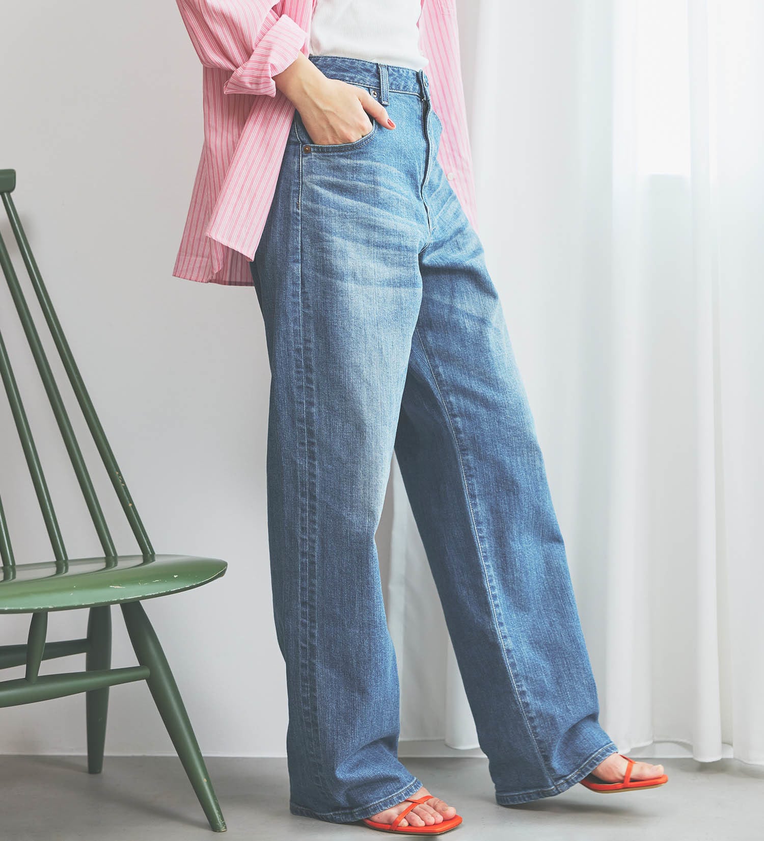SOMETHING JEANS SEA54-50 ELSA LOOSE  STRAIGHT LIGHT OLD STONE WASH