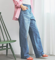 SOMETHING JEANS SEA54-50 ELSA LOOSE  STRAIGHT LIGHT OLD STONE WASH