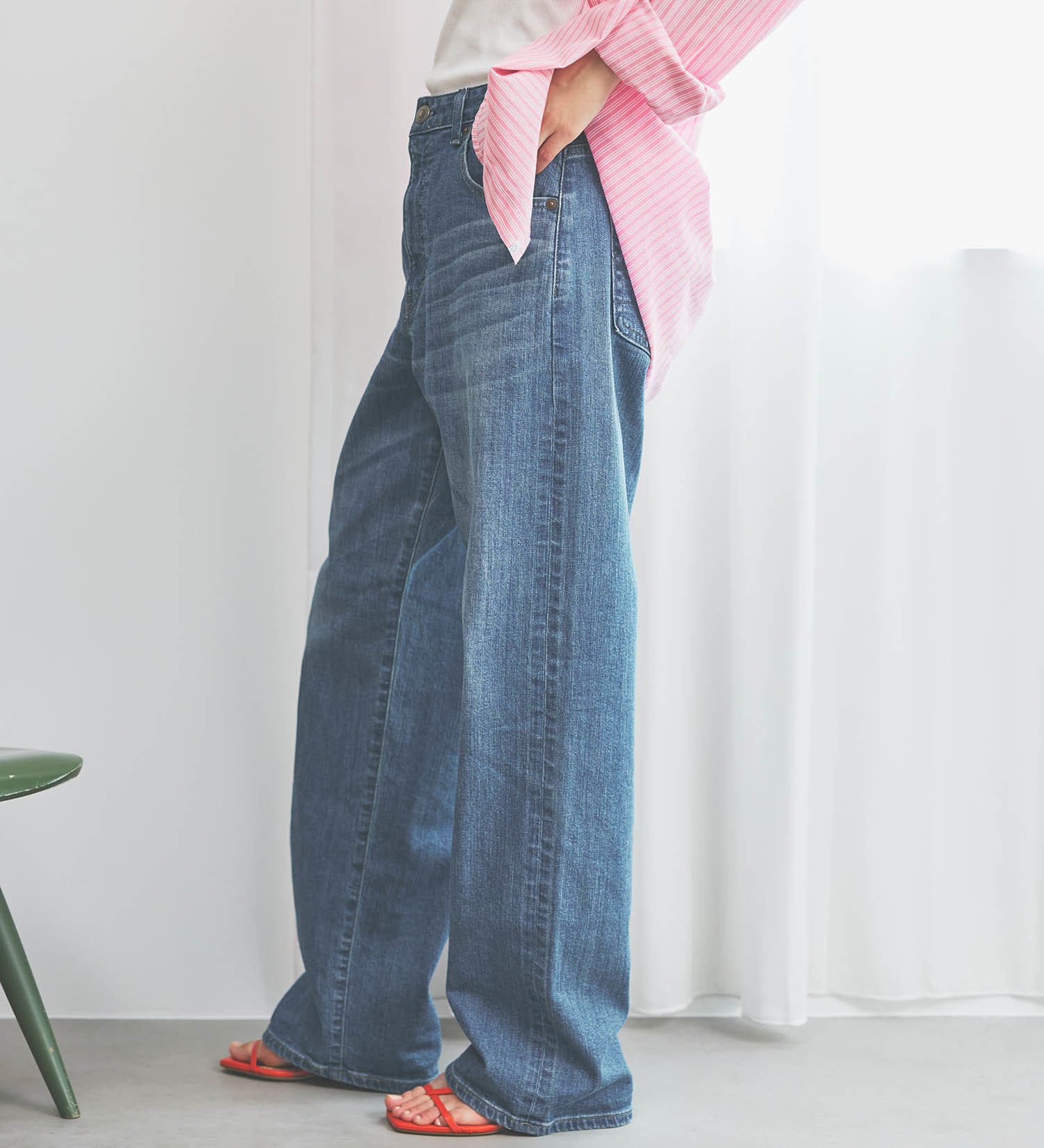 SOMETHING JEANS SEA54-50 ELSA LOOSE  STRAIGHT LIGHT OLD STONE WASH