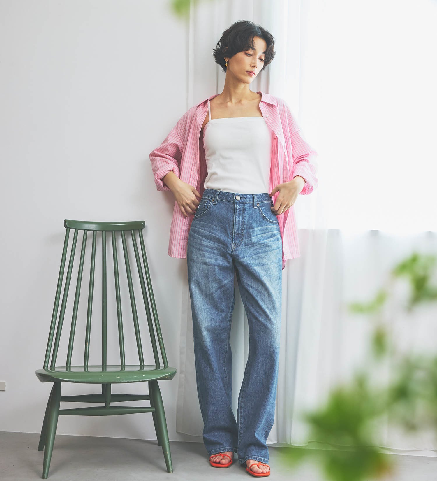 SOMETHING JEANS SEA54-50 ELSA LOOSE  STRAIGHT LIGHT OLD STONE WASH