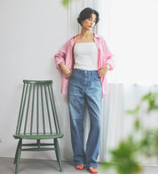 SOMETHING JEANS SEA54-50 ELSA LOOSE  STRAIGHT LIGHT OLD STONE WASH