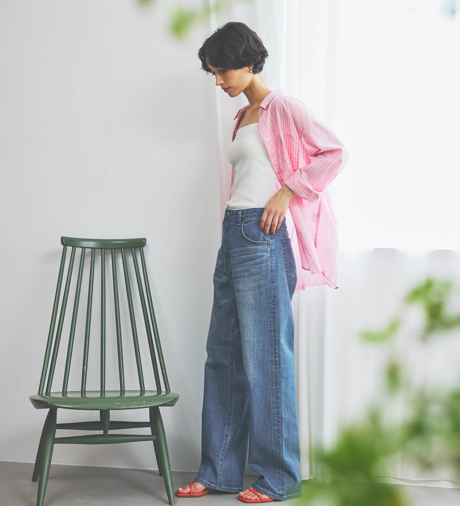 SOMETHING JEANS SEA54-50 ELSA LOOSE  STRAIGHT LIGHT OLD STONE WASH