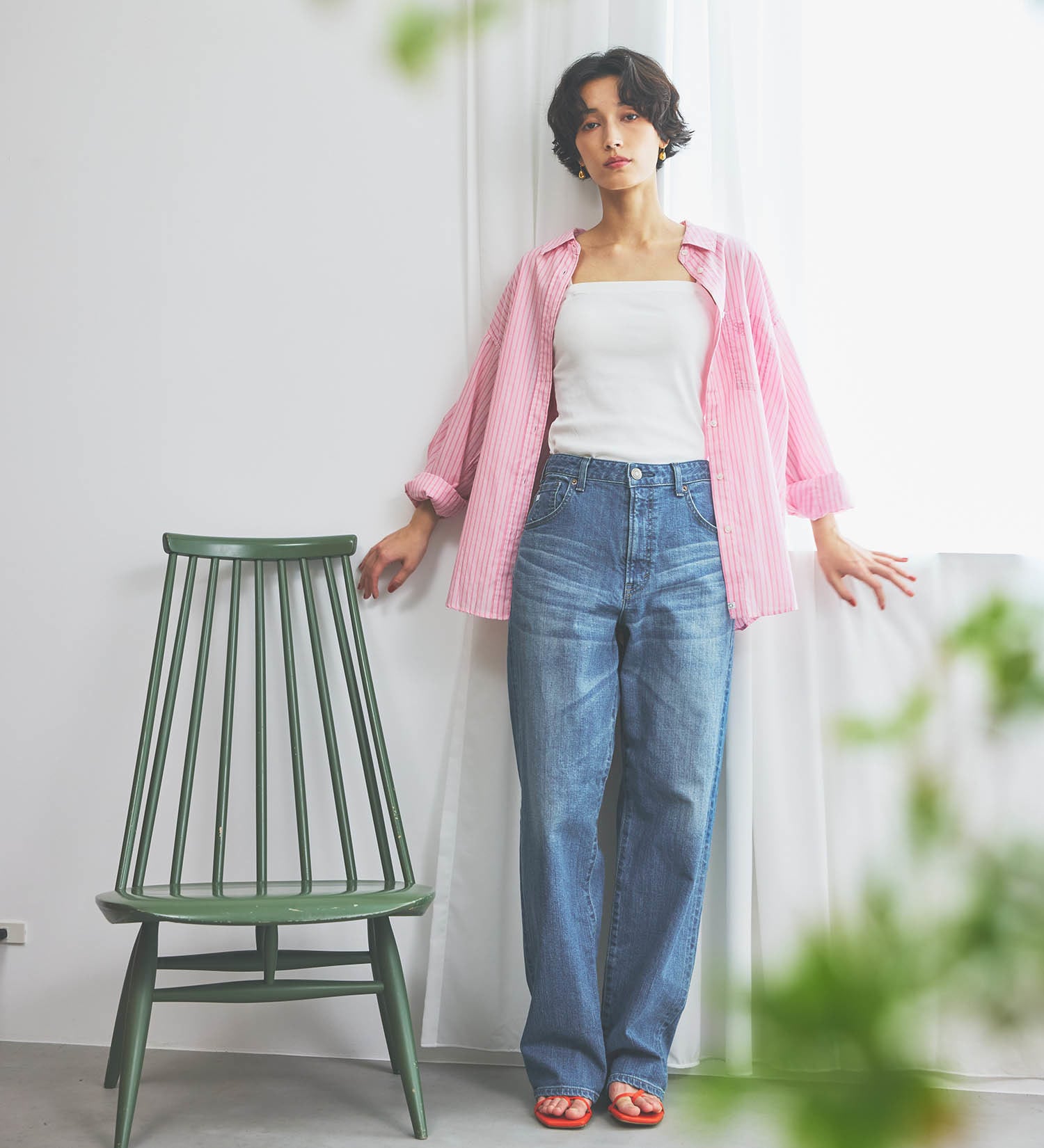 SOMETHING JEANS SEA54-50 ELSA LOOSE  STRAIGHT LIGHT OLD STONE WASH