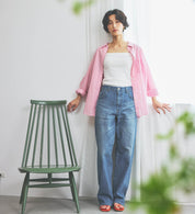 SOMETHING JEANS SEA54-50 ELSA LOOSE  STRAIGHT LIGHT OLD STONE WASH