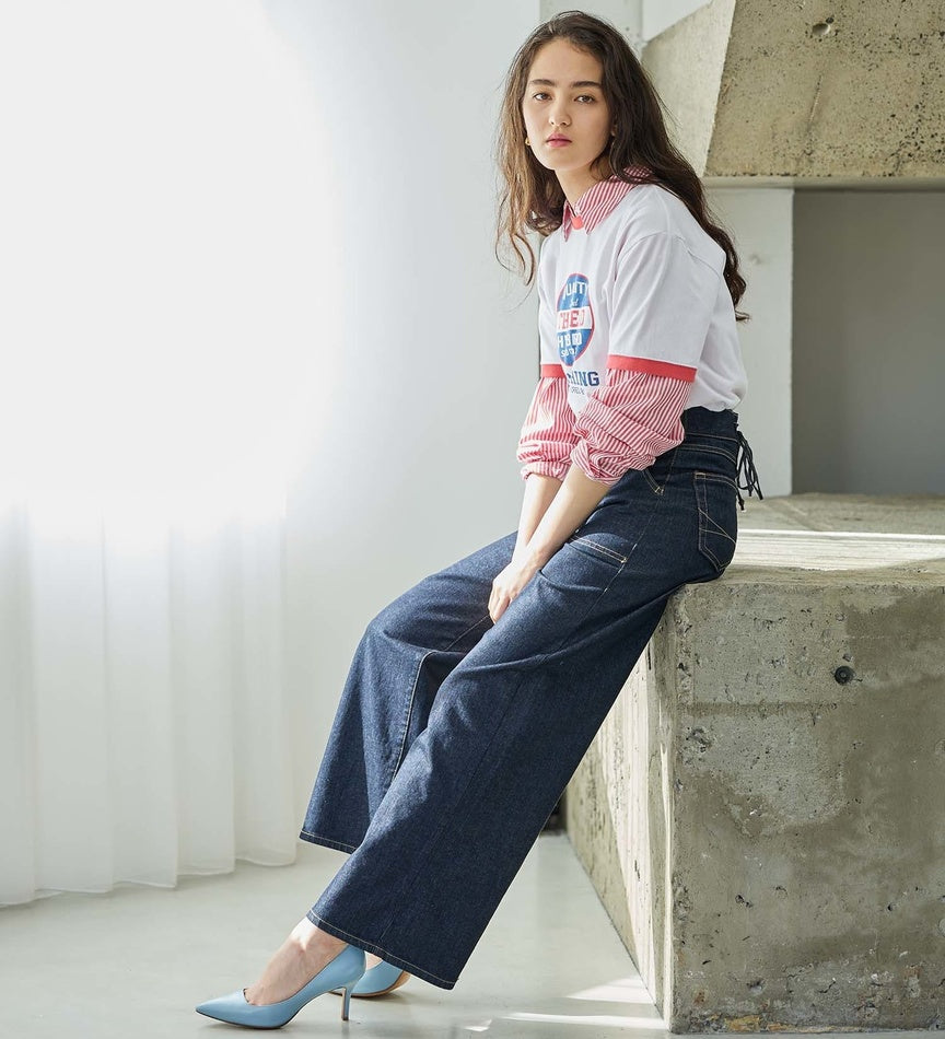 SOMETHING JEANS SEA580-00 LISA LACEUP WIDE ONE WASH