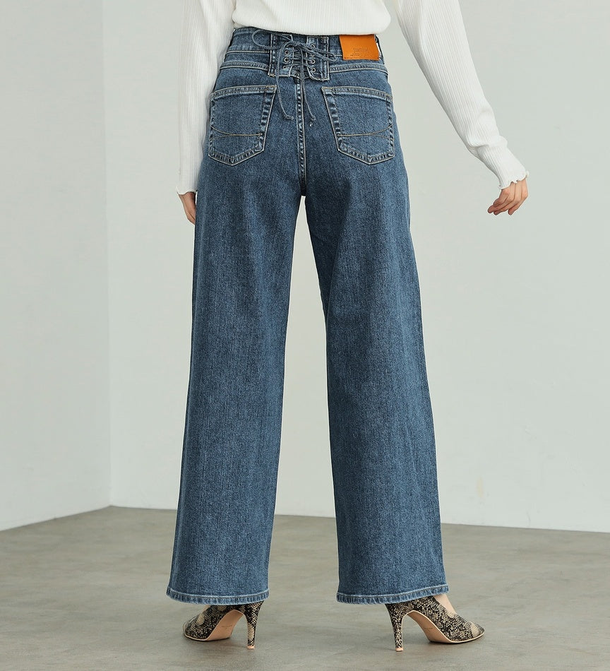 SOMETHING JEANS SEA580-98 LISA LACEUP WIDE LIGHT BLUE