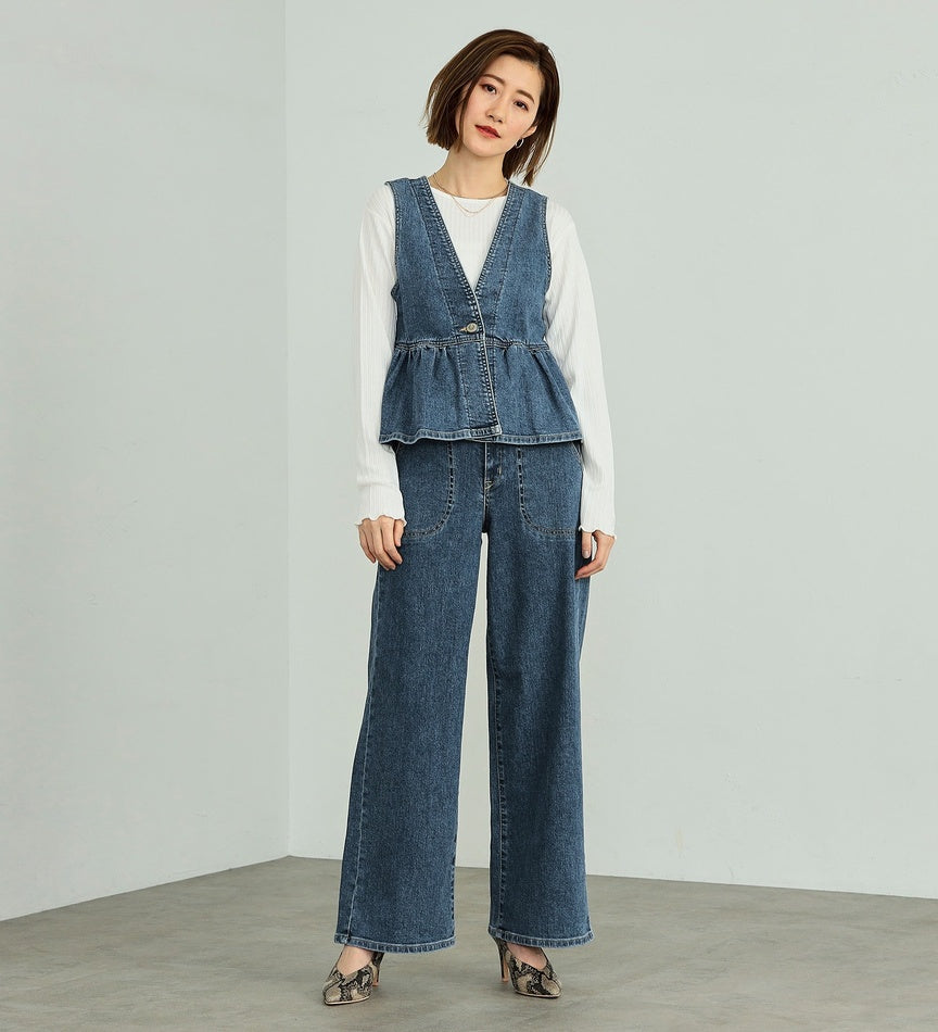 SOMETHING JEANS SEA580-98 LISA LACEUP WIDE LIGHT BLUE