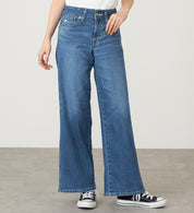 SOMETHING JEANS LISA SEMI WIDE SKY35-46  MID BLUE USED WASH