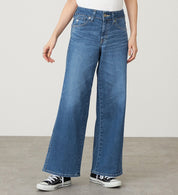SOMETHING JEANS LISA SEMI WIDE SKY35-46  MID BLUE USED WASH