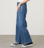 SOMETHING JEANS LISA SEMI WIDE SKY35-46  MID BLUE USED WASH